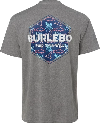 BURLEBO Men's Blue Camo Signature Logo T-shirt