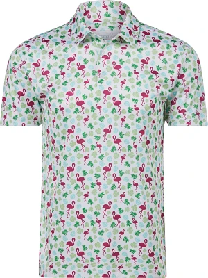 BCG Men's Flamingo Print Golf Polo Shirt