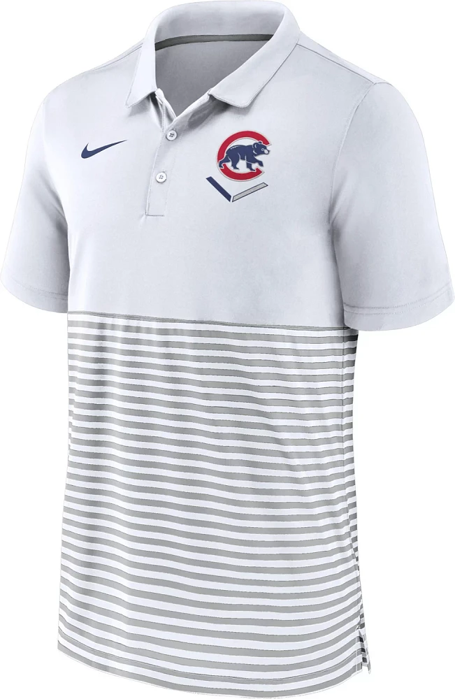 Nike Men's Chicago Cubs Home Plate Striped Polo Shirt