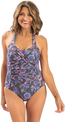Dolfin Women's Aquashape Print Sweetheart Halter Neck Moderate 1-Piece Swimsuit