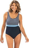 Dolfin Women’s Aquashape Color Block Moderate Scoop Back One Piece Lap Suit