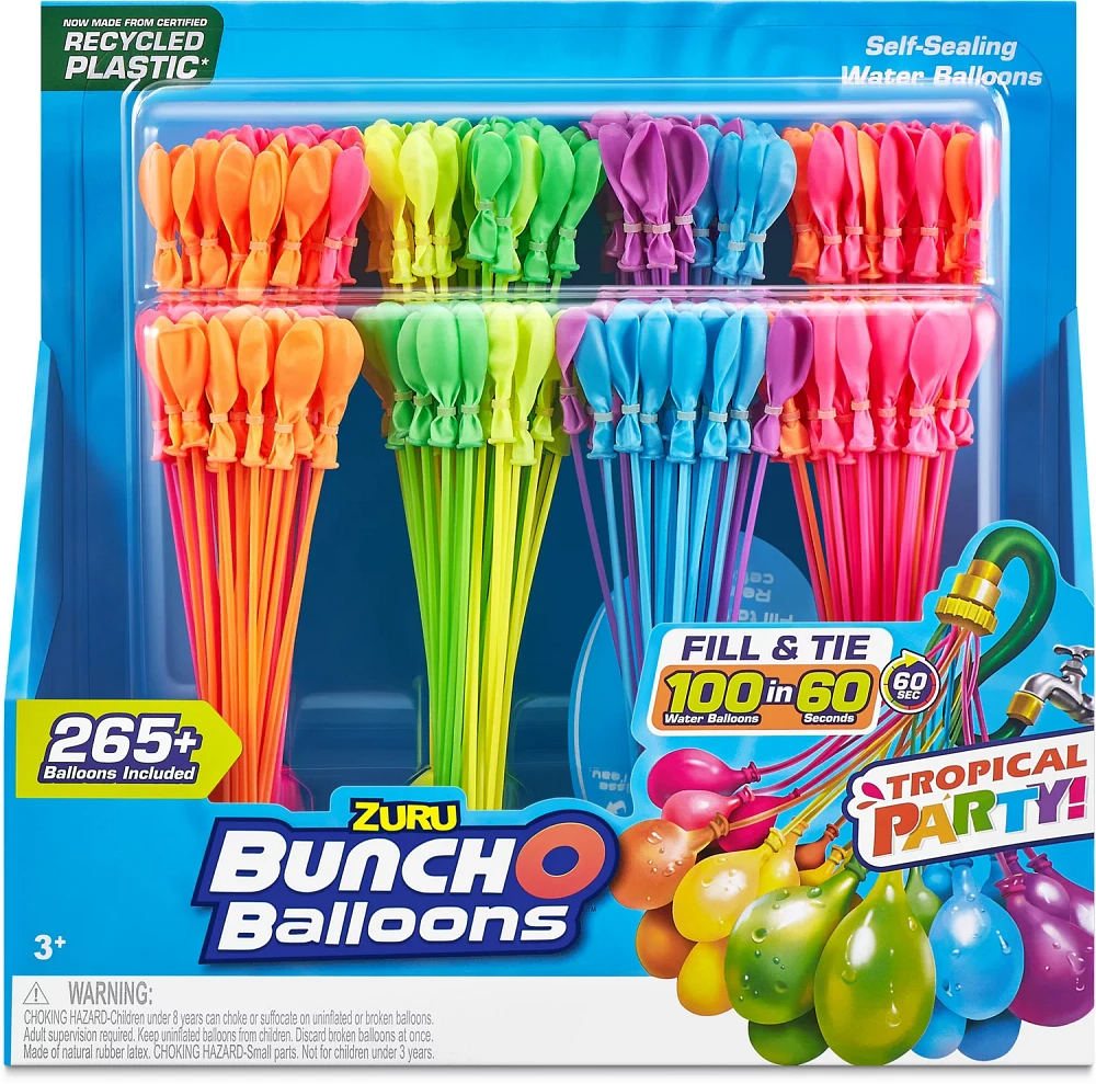 ZURU Bunch O Balloons Tropical Party 265+ Water Balloons 8-Pack                                                                 