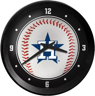 The Fan-Brand Houston Astros Baseball Ribbed Frame Wall Clock                                                                   