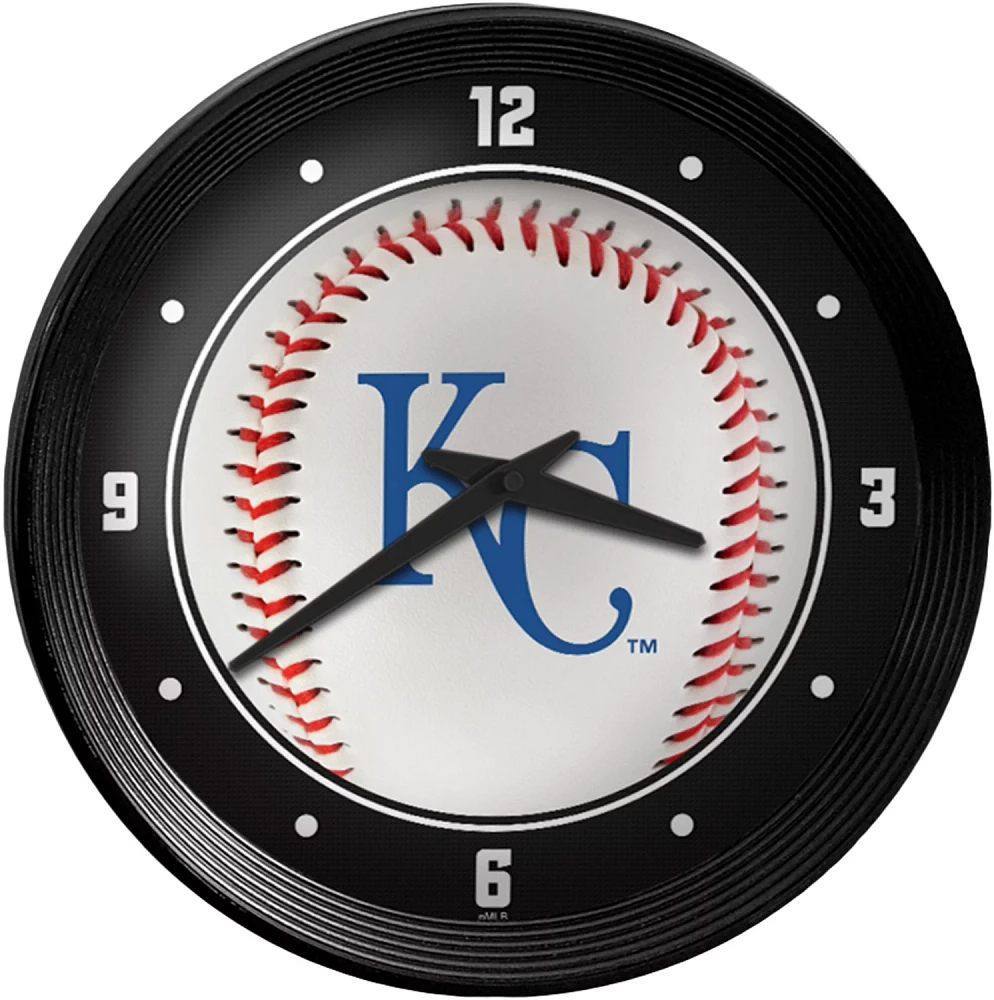 The Fan-Brand Kansas City Royals Baseball Ribbed Frame Wall Clock                                                               