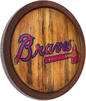 The Fan-Brand Atlanta Braves Weathered Faux Barrel Top Sign