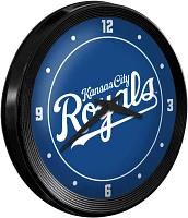 The Fan-Brand Kansas City Royals Wordmark Ribbed Frame Wall Clock                                                               