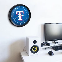 The Fan-Brand Texas Rangers Logo Ribbed Frame Wall Clock                                                                        