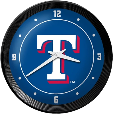 The Fan-Brand Texas Rangers Logo Ribbed Frame Wall Clock                                                                        
