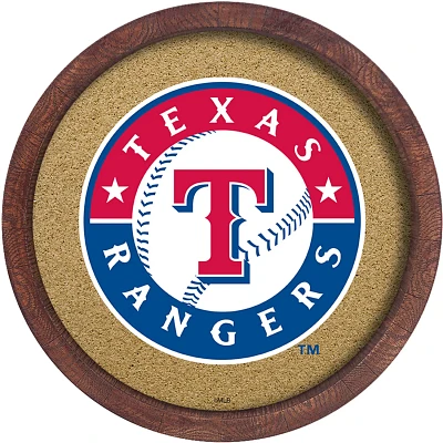 The Fan-Brand Texas Rangers Faux Barrel Framed Cork Board
