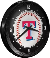 The Fan-Brand Texas Rangers Baseball Ribbed Frame Wall Clock                                                                    