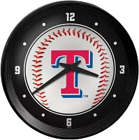 The Fan-Brand Texas Rangers Baseball Ribbed Frame Wall Clock                                                                    