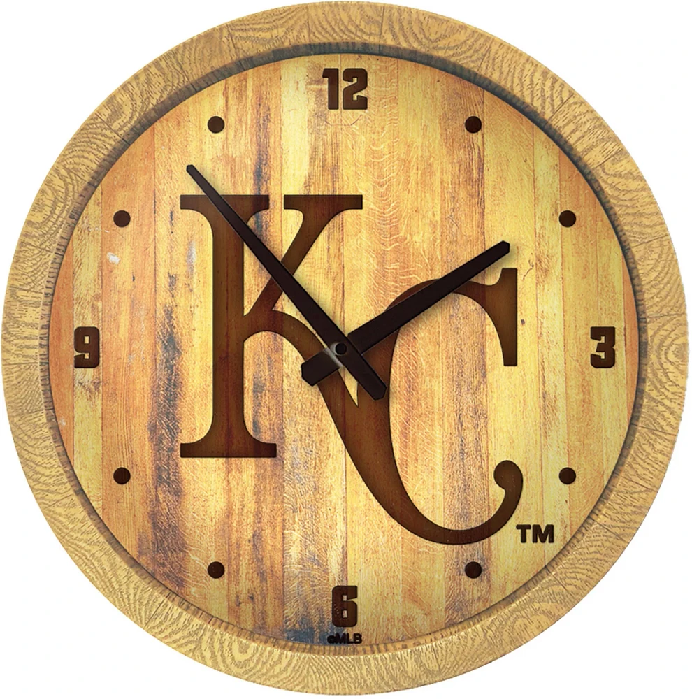 The Fan-Brand Kansas City Royals Ash Branded Faux Barrel Top Wall Clock                                                         