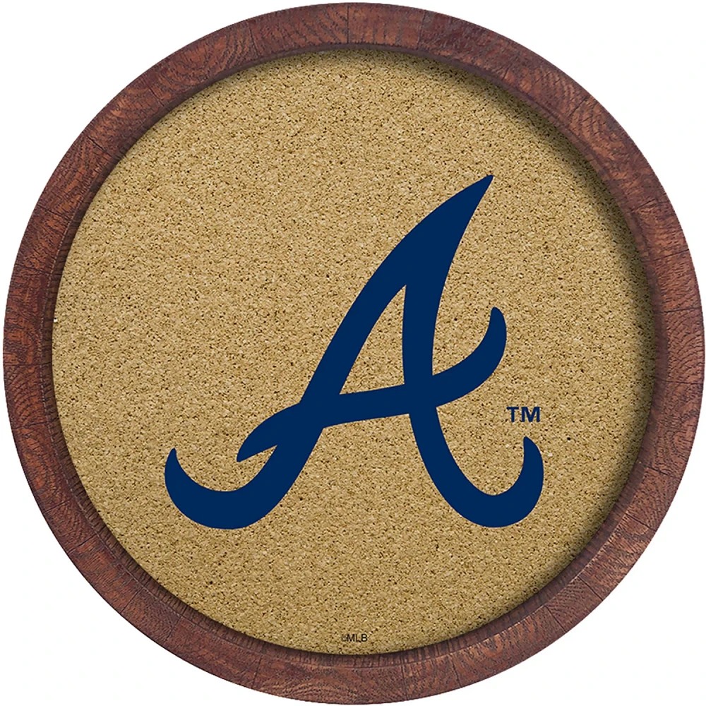 The Fan-Brand Atlanta Braves Faux Barrel Framed Cork Board