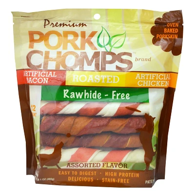 Pork Chomps Assorted Flavor Twist Dog Chews                                                                                     