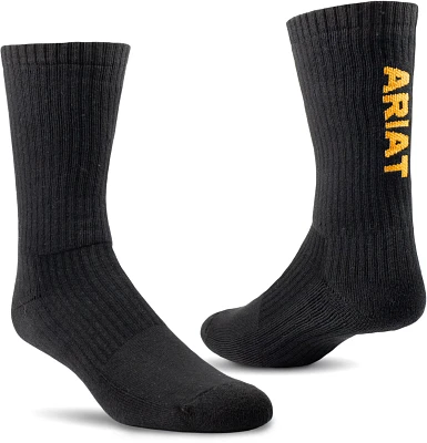 Ariat Men's Premium Ringspun Cotton Work Crew Socks 3 Pack