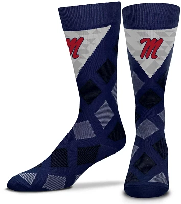 For Bare Feet University of Mississippi Dashed Diamond Thin Socks                                                               