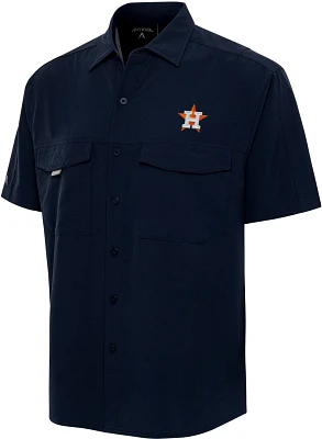 Antigua Men's Houston Astros Pinch Hitter Woven Fishing Button-Down Shirt