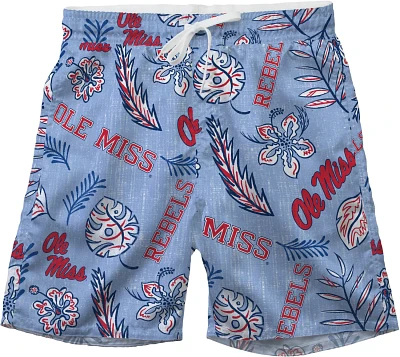Wes and Willy Men's University of Mississippi Floral Swirl Swim Trunks