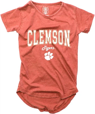 Wes and Willy Girls' Clemson University Boatneck Burnout Graphic T-shirt