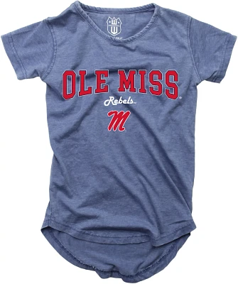 Wes and Willy Girls' University of Mississippi Boatneck Burnout Graphic T-shirt