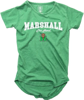 Wes and Willy Girls' Marshall University Boatneck Burnout Graphic T-shirt