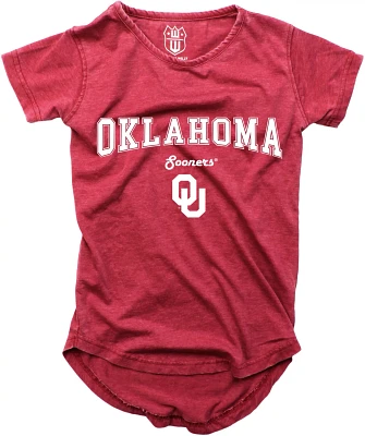 Wes and Willy Girls' University of Oklahoma Boatneck Burnout Graphic T-shirt