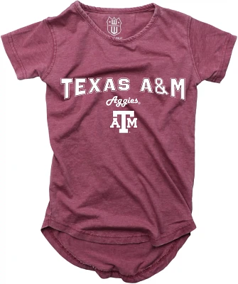 Wes and Willy Girls' Texas A&M University Boatneck Burnout Graphic T-shirt