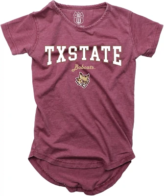 Wes and Willy Girls' Texas State University Boatneck Burnout Graphic T-shirt