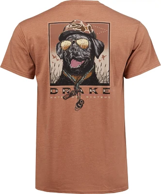 Drake Waterfowl Dog with Camo Hat Short Sleeve T-shirt                                                                          
