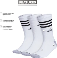 adidas Men's Cushioned 3-Stripe 3.0 Crew Socks 3-Pack