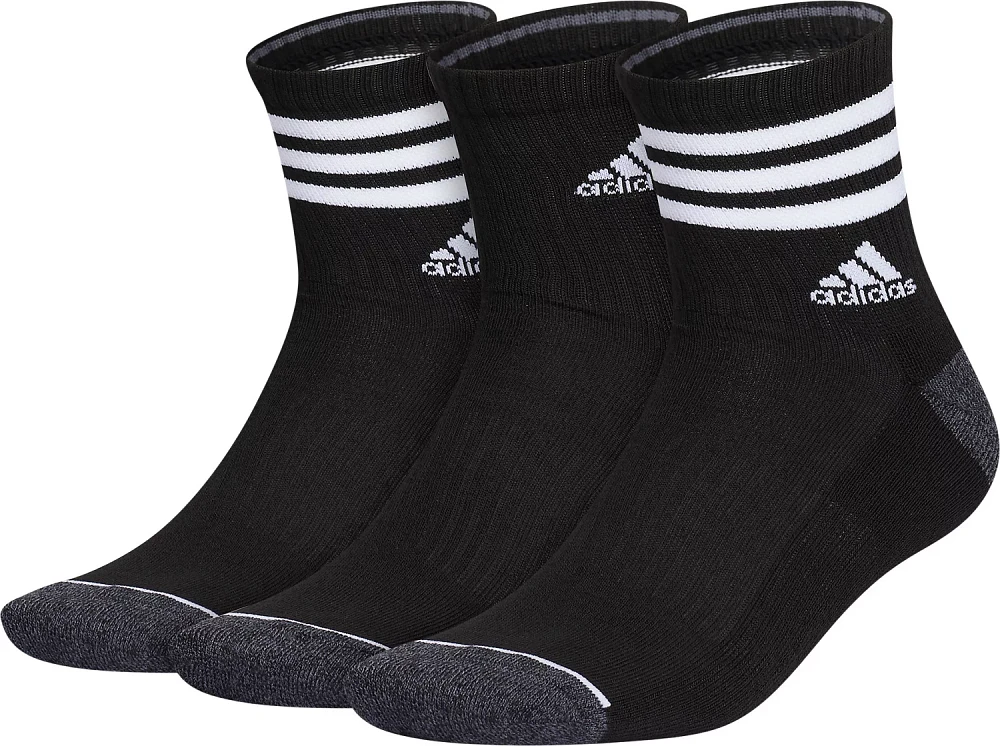 adidas Men's Cushioned 3-Stripe 3.0 High Quarter Socks 3-Pack