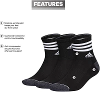 adidas Men's Cushioned 3-Stripe 3.0 High Quarter Socks 3-Pack