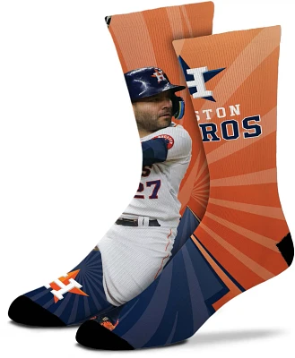 For Bare Feet Kids' Houston Astros Jose Altuve 27 Record Breaker Crew Socks                                                     