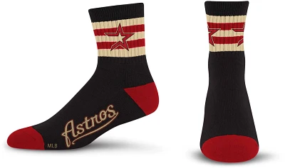 For Bare Feet Adults' Houston Astros Cooperstown 5-Stripe Cotton Brick Quarter Socks                                            