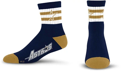 For Bare Feet Adults' Houston Astros Cooperstown 5-Stripe Cotton Gold Quarter Socks                                             