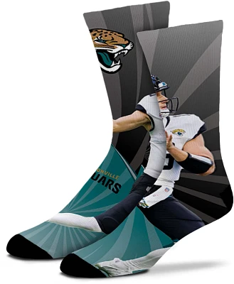 For Bare Feet Adults' Jacksonville Jaguars Trevor Lawrence 16 Record Breaker Crew Socks                                         