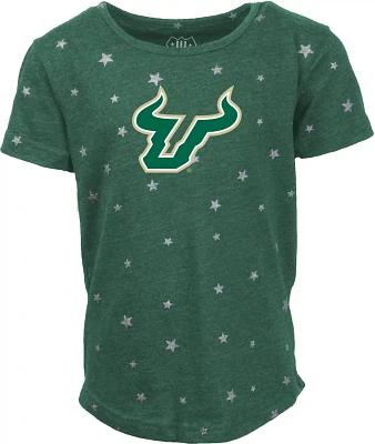Wes and Willy Girls' University of South Florida Mascot Shimmer Star Graphic T-shirt