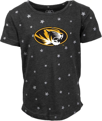 Wes and Willy Girls' University of Missouri Mascot Shimmer Star Graphic T-shirt