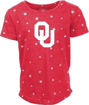 Wes and Willy Girls' University of Oklahoma Mascot Shimmer Star Graphic T-shirt