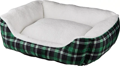 Academy Sports + Outdoors Green Plaid Plush Dog Bed                                                                             