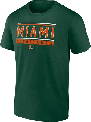 Fanatics Men's University of Miami Fundamentals Stripe and Block T-shirt                                                        