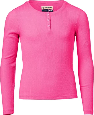 Magellan Outdoors Girls' Campfire Solid Long Sleeve Henley Shirt