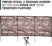 Rukket Sports Black Hoof Outdoors Hunting Blind with Tripod Stool and Ground Screen                                             