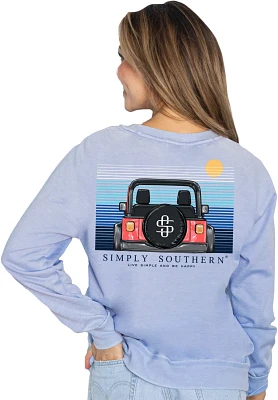 Simply Southern Women's Live Simple Be Happy Fleece Crew Sweatshirt