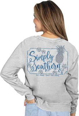 Simply Southern Women's Logo Pineapple Fleece Crew Sweatshirt