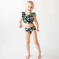 RuffleButts Girls' 4-7 Midnight Garden Waterfall Tankini