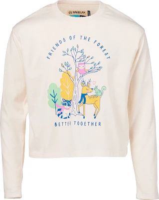 Magellan Outdoors Girls' Forest Friends Graphic Long Sleeve Crop T-shirt