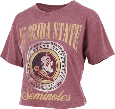 Three Square Women's Florida State University Vintage Wash Boyfriend Falkland Crop Graphic T-shirt