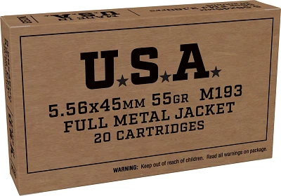 Winchester USA 5.56x45mm Nato 55GR FMJ 20RD Ammunition                                                                          