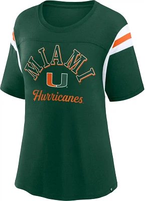 Fanatics Women's University of Miami Fundamentals Striped Tailgate T-shirt